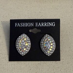 Elegant Silver & Iridescent Stud Earrings